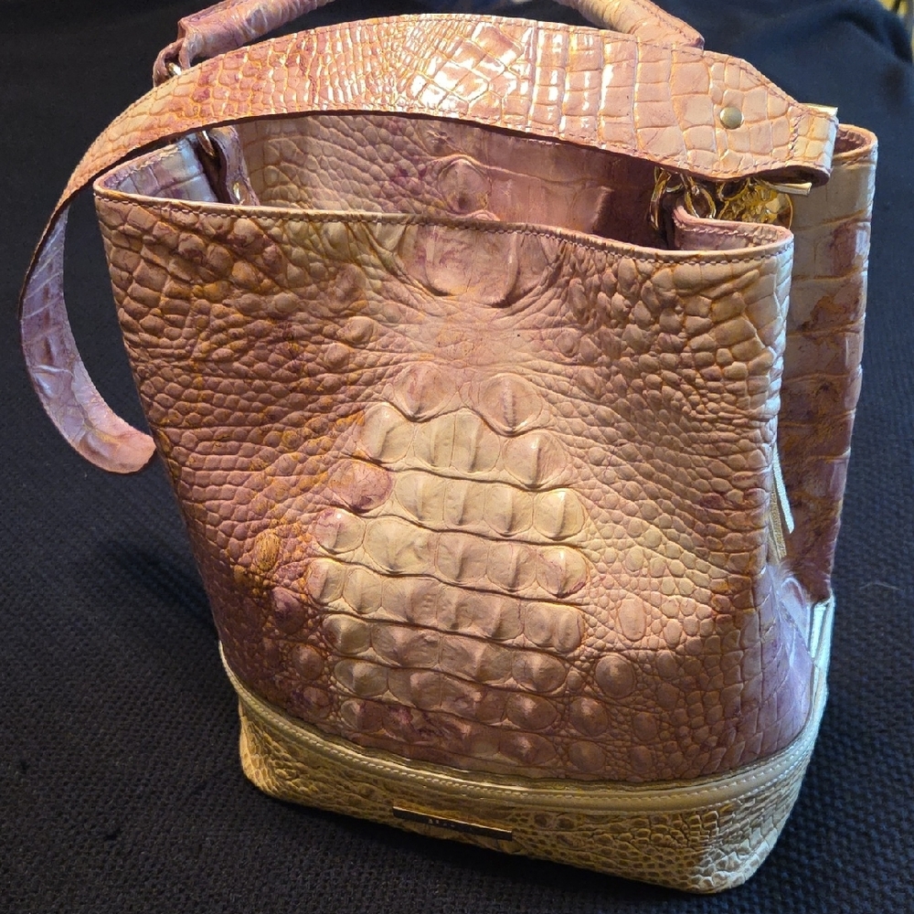 Brahmin Amelia Lilac Whimsy Crocodile Embossed Bucket Bag